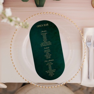 Meniu de nunta oval deep green MO003
