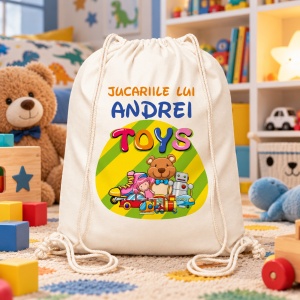 Saculet personalizat pentru jucari cu nume