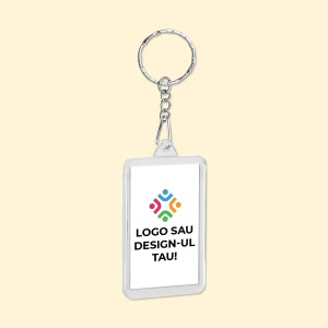 Breloc personalizat cu logo, dreptunghiular, plastic