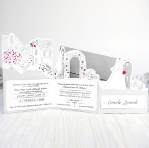 Invitatie de Nunta Alba cu Gri cu Plic, 113x180mm – 39238,2,Creativ.ro