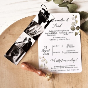 Invitatie de nunta cu eucalipt ECO, 128x178mm – 39784,3,Creativ.ro