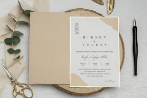 Invitatie de nunta, cu plic maro deschis, 135x193mm – 9247,1,Creativ.ro