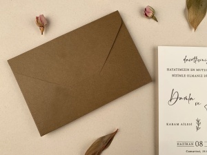 Invitatie de nunta eleganta minimalista, cu plic kraft, 100x150mm – 12252, 3, Creativ.ro