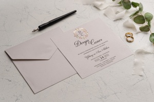 Invitatie de nunta minimalista, cu plic, 160x165mm – 9227,2,Creativ.ro
