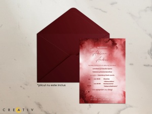 Invitatie de nunta Red Watercolor, 128x178mm,2,Creativ.ro