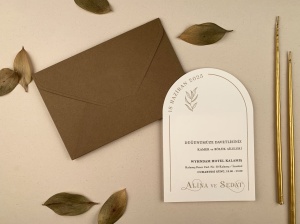 Invitatie de nunta semirotunda, cu plic kraft, 121x178mm – 12250, 2, Creativ.ro