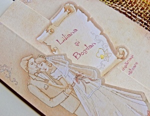 Invitatie de Nunta Vintage cu Plic, 166x140mm – 31314,1,Creativ.ro