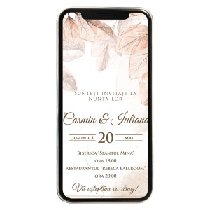 Invitatie digitala de nunta Autumn Leafs