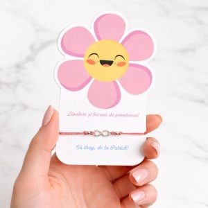 Mărțișor personalizat cu floare zâmbitoare și brățară, 2, Creativ.ro