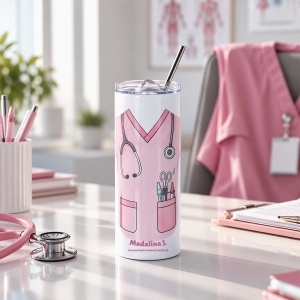 Pahar cu pai personalizat pentru asistente medicale