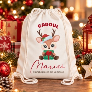 Saculet personalizat cu text Rudolph