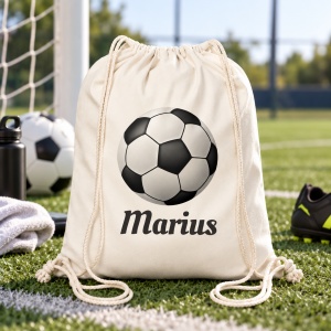 Saculet personalizat pentru gradinita cu nume - fotbal