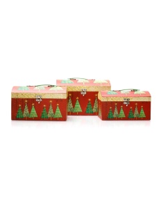 Set de 3 cutii stil cufar cu braduti de Craciun,1,Creativ.ro