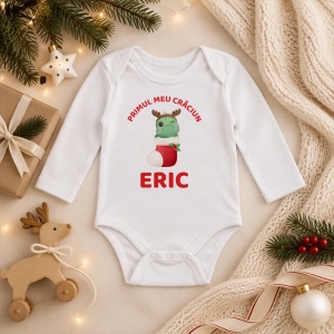 Body personalizat cu nume Primul meu Craciun - dragon, 4, Creativ.ro