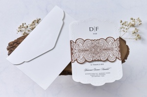 Invitatie de nunta eleganta, alba, cu plic alb, 140x210mm – 1133,2,Creativ.ro