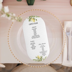 Meniu de nunta oval lemon MO009