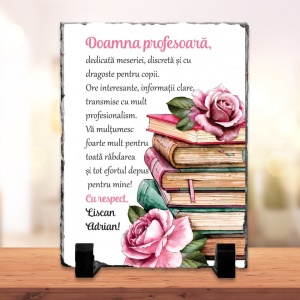 Piatra personalizata cu mesaj pentru profesor