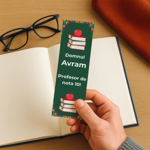 Semn de carte personalizat cu nume si text, profesor de nota 10