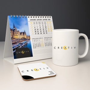 Set corporate personalizat - calendar, cana si suport de cana