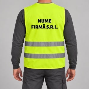 Vesta reflectorizanta personalizata cu text pe spate