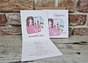 Invitatie de botez Princess, cu plic kraft, 134x149mm – 601, 3, Creativ.ro