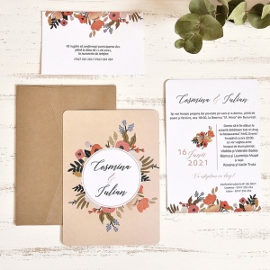 Invitatie de nunta cu flori de toamna ECO, culori de toamna, 128x178mm – 39785, 2, Creativ.ro