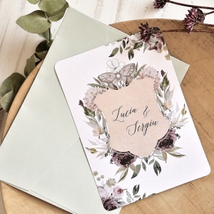 Invitatie de nunta cu fluturi si flori ECO, 128x178mm – 39789,2,Creativ.ro