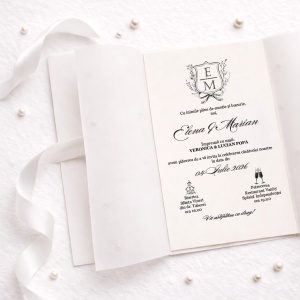 Invitatie de nunta cu hartie de calc, perle si sigiliu, 2, Creativ.ro