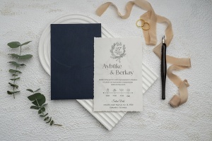 Invitatie de nunta, cu plic navy, 119x180mm – 9336,2,Creativ.ro
