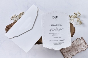 Invitatie de nunta eleganta, alba, cu plic alb, 140x210mm – 1133,3,Creativ.ro