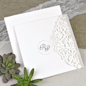 Invitatie de Nunta Eleganta cu Plic Alb, 150x150mm – 39617,1,Creativ.ro