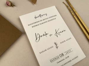 Invitatie de nunta eleganta minimalista, cu plic kraft, 100x150mm – 12252, 4, Creativ.ro