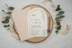 Invitatie de nunta semirotunda, cu plic somon, 119x180mm – 9356,2,Creativ.ro