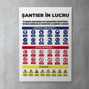 Panou SSM santier in lucru, PVC,3,Creativ.ro