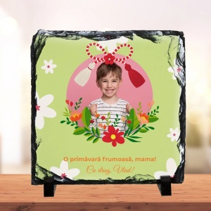 Piatra personalizata cu o fotografie si text pentru Martisor