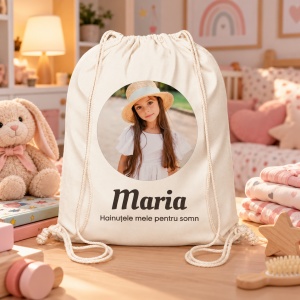Saculet personalizat cu fotografie si nume