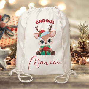Saculet personalizat cu text Rudolph