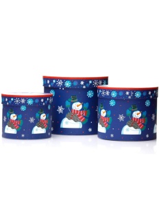 Set de 3 cutii rotunde cu om de zapada de Craciun,1,Creativ.ro