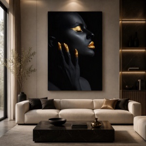 Tablou canvas portret de femeie „Noir & Gold"