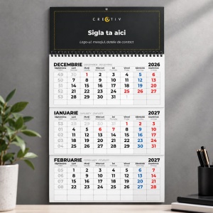 Calendar triptic de perete personalizat