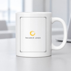 Cană albă personalizată cu logo