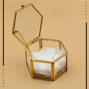 Cutie pentru verighete hexagonala aurie,3,Creativ.ro