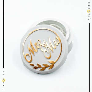 Cutie pentru verighete rotunda Mr & Mrs,1,Creativ.ro