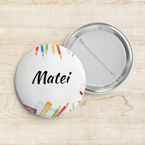 Insignă personalizată pentru școală, cu nume