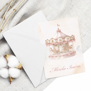 Invitatie de botez carusel, 128x178mm, fara plic - BZ0051