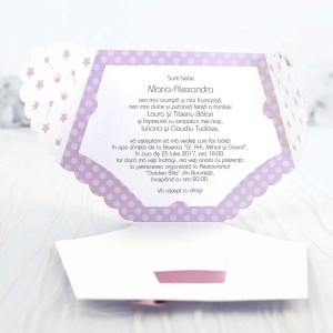 Invitatie de Botez Scutec Roz cu Plic, 104x154mm – 15503,3,Creativ.ro