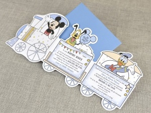 Invitatie de Botez Tren Mickey cu Plic, 154x336mm – 15723,4,Creativ.ro