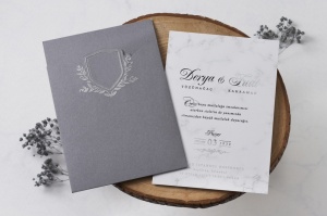 Invitatie de nunta, alb cu gri, 140x204mm – 1155,1,Creativ.ro