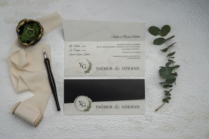 Invitatie de nunta, verde inchis, fara plic, 154x210mm – 9335,2,Creativ.ro