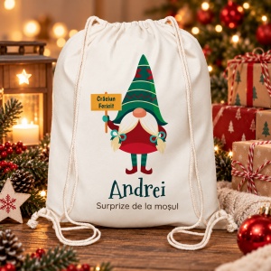 Saculet personalizat cu text Spiridus